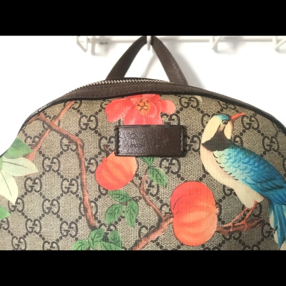 Gucci Monogram Tian Print Web Large Gg Supreme Canvas Backpack - Picture 2 of 5